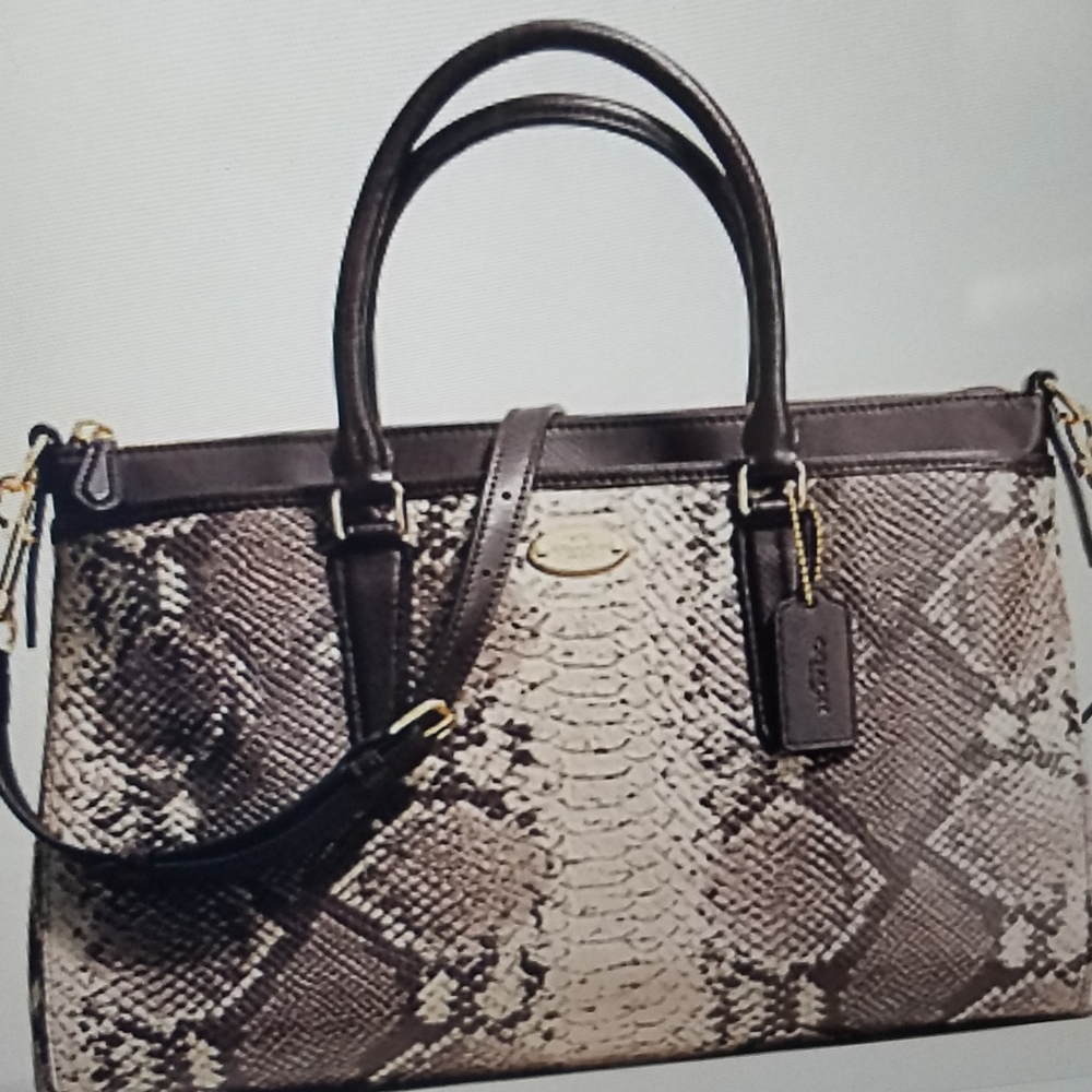 Coach Morgan Python Embossed Leather Satchel - image 7